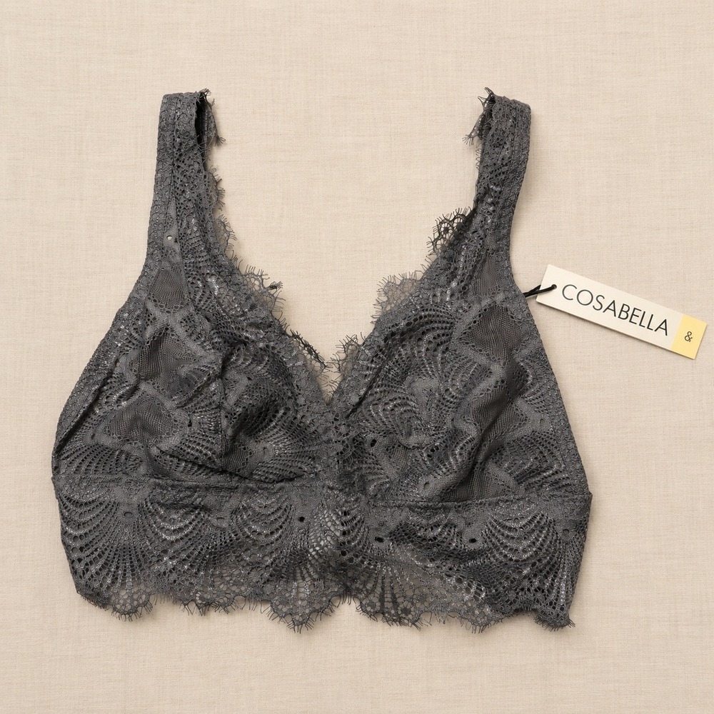 Cosabella Allure Petite Plunge Bralette Gray - Size PS / NWT